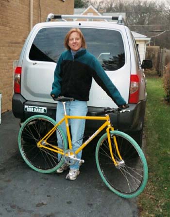 Pam Molitor and her Streetdog, on the way to the woods.